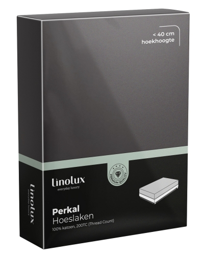 Linolux hoeslaken perkal katoen anthracite 