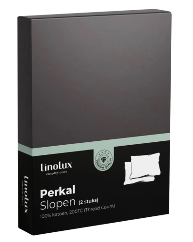 Linolux kussensloop perkal katoen anthracite 