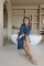 Linolux badjas Pique dark blue sfeer